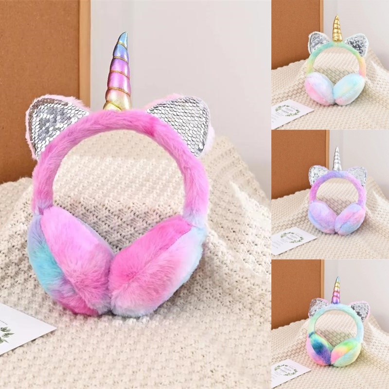 Unicorn Stuffed Toy - Penyuara telinga payet, warna-warni, lembut Unicorn,